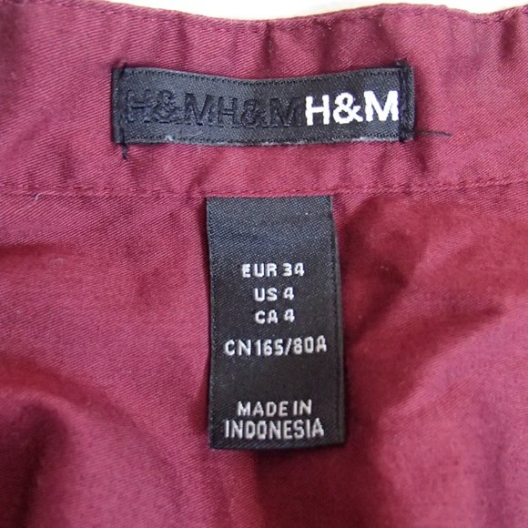 H&M BURGANDY SHIRT DRESS 4 - Picture 4 of 4